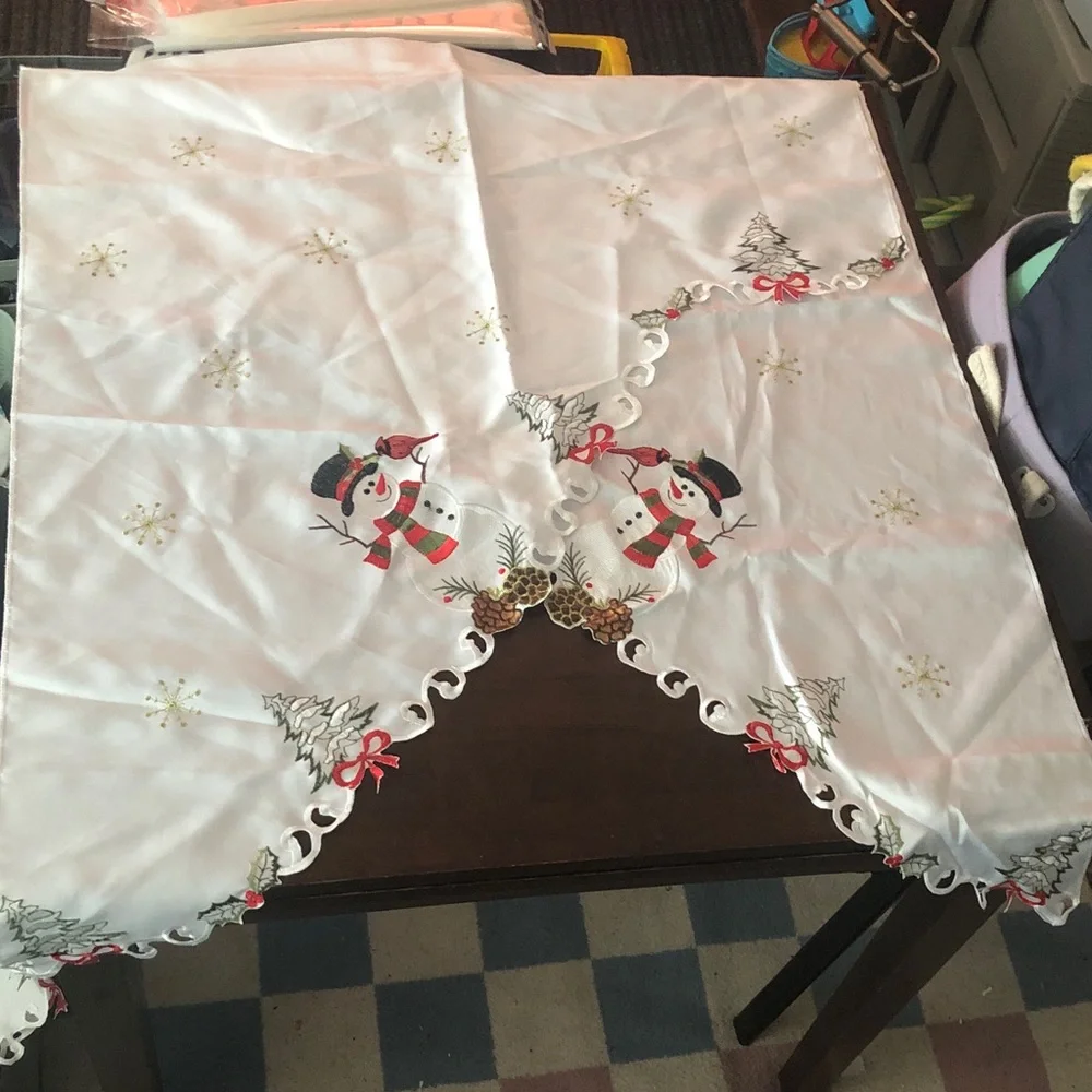 🥧🔥 Snowman Embroidered Layover Curtain